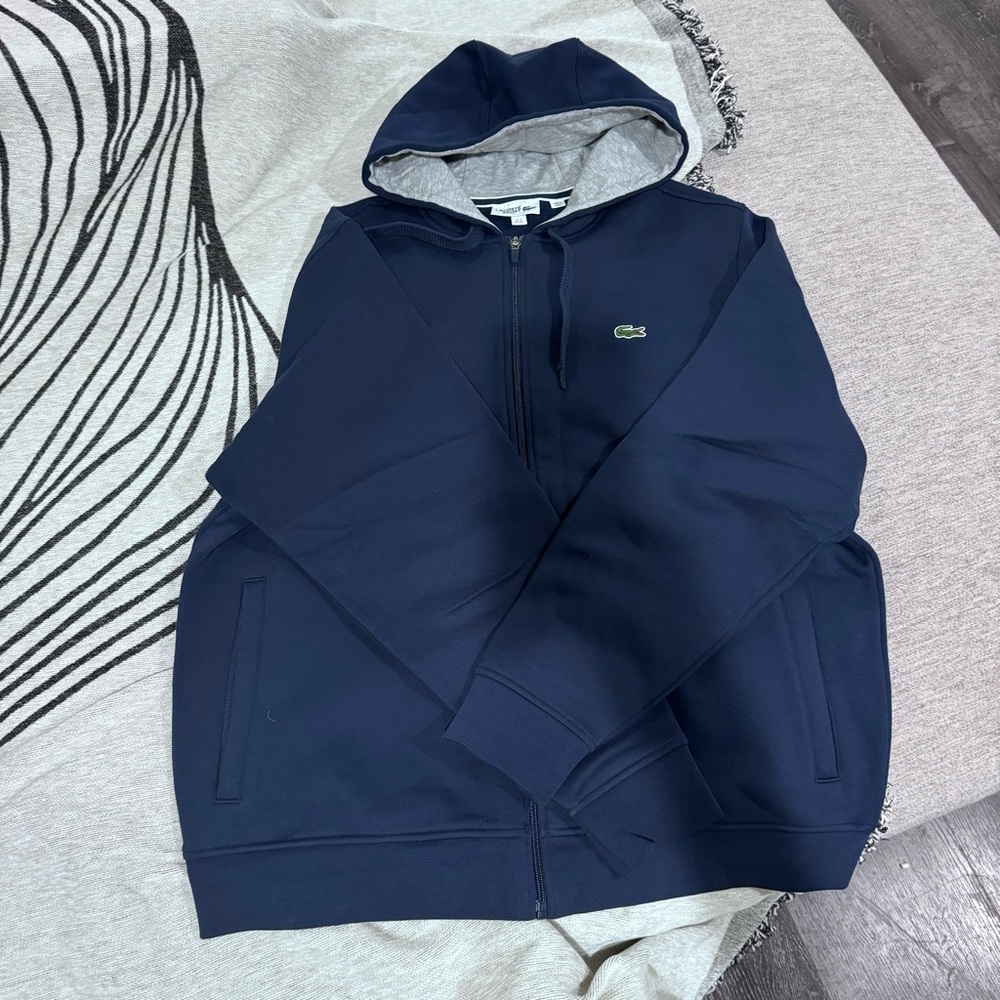 Navy Blue XXL Men's Lacoste Full Zip Up Sport Hoodie. New Without Tags.
